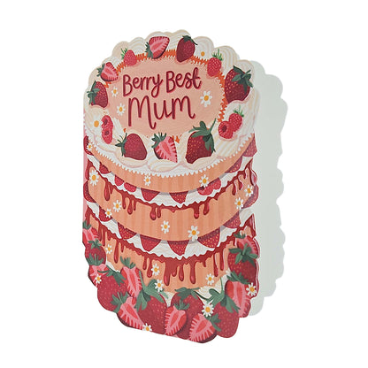 Berry Best Mum Spot Varnish Cutout Cake Mother's Day Card