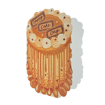 Happy Cake Day Spot Varnish Cutout Caramel Cake Birthday Card