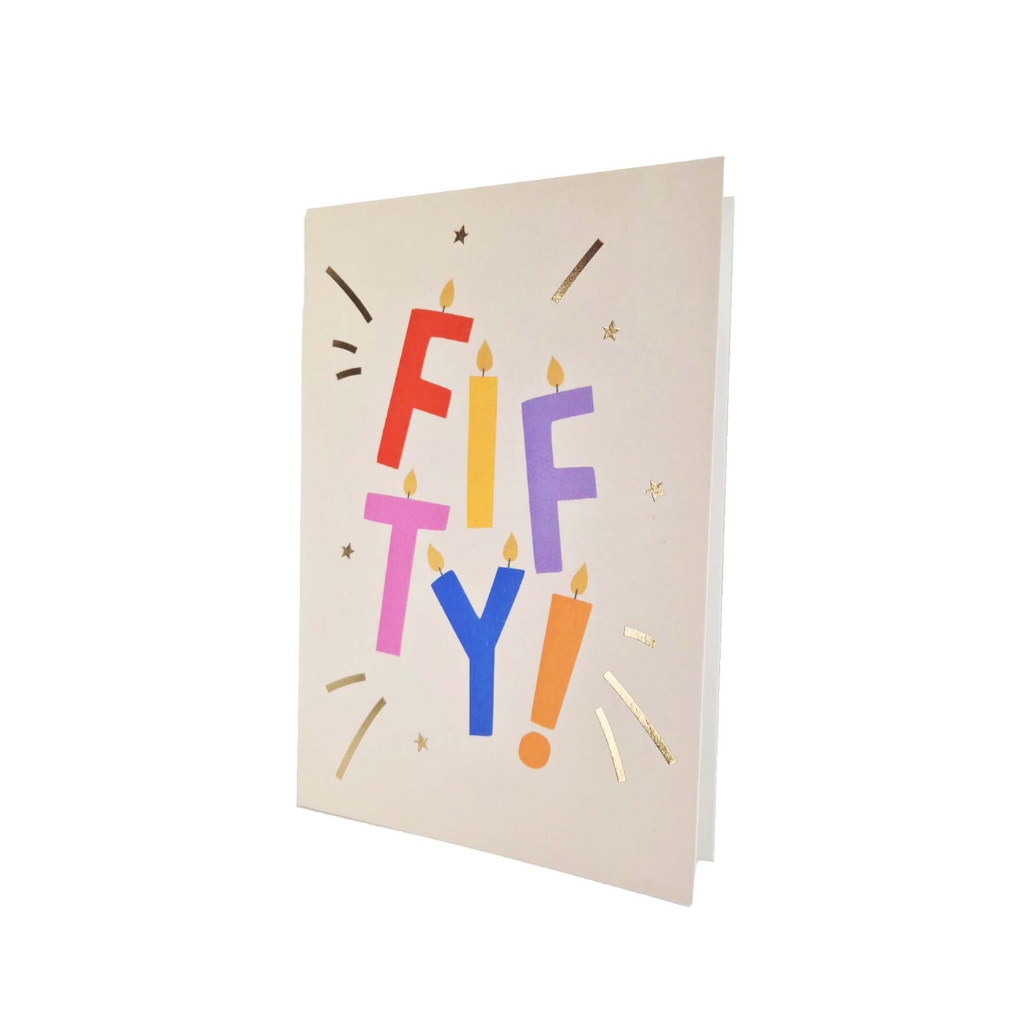 Gold Foiled Fifty! Letter Candles Birthday Card