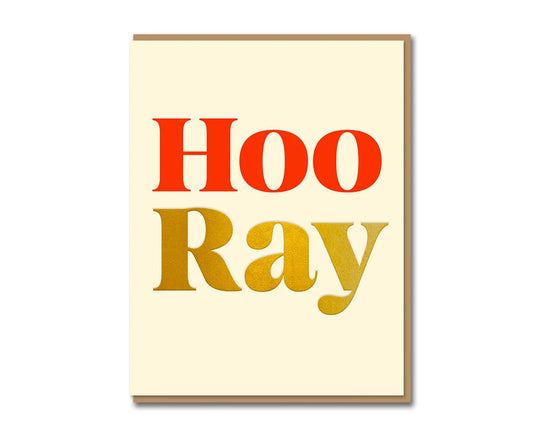 Hoo-Ray Gold Foiled Serif Congratulations Card