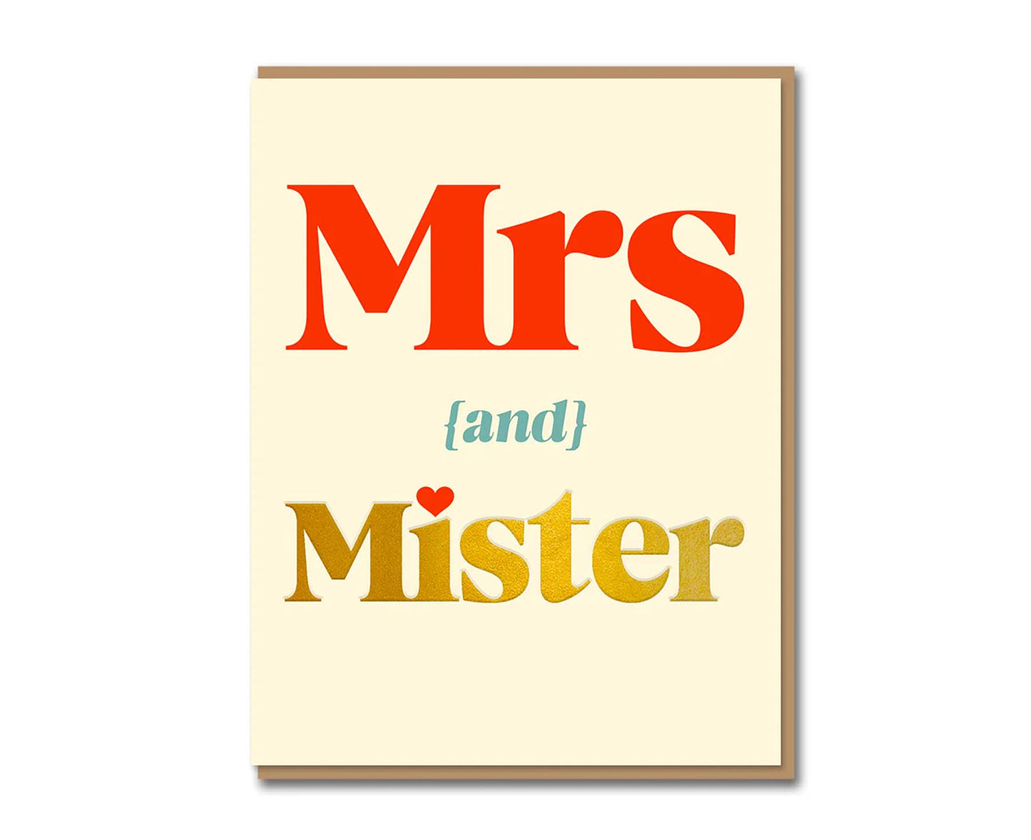 Mrs & Mister Gold Foiled Serif Wedding / Anniversary Card