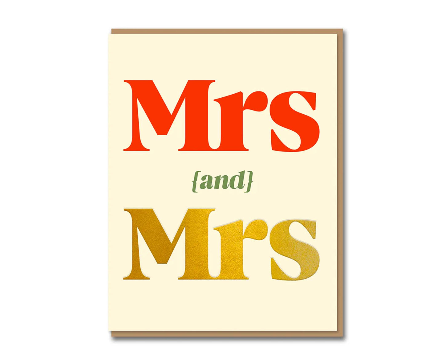 Mrs & Mrs Gold Foiled Serif Wedding / Anniversary Card