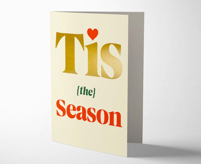 Tis the Season Gold Foiled Serif Christmas Card