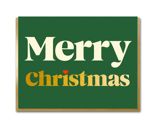 Merry Christmas Gold Foiled Serif Christmas Card