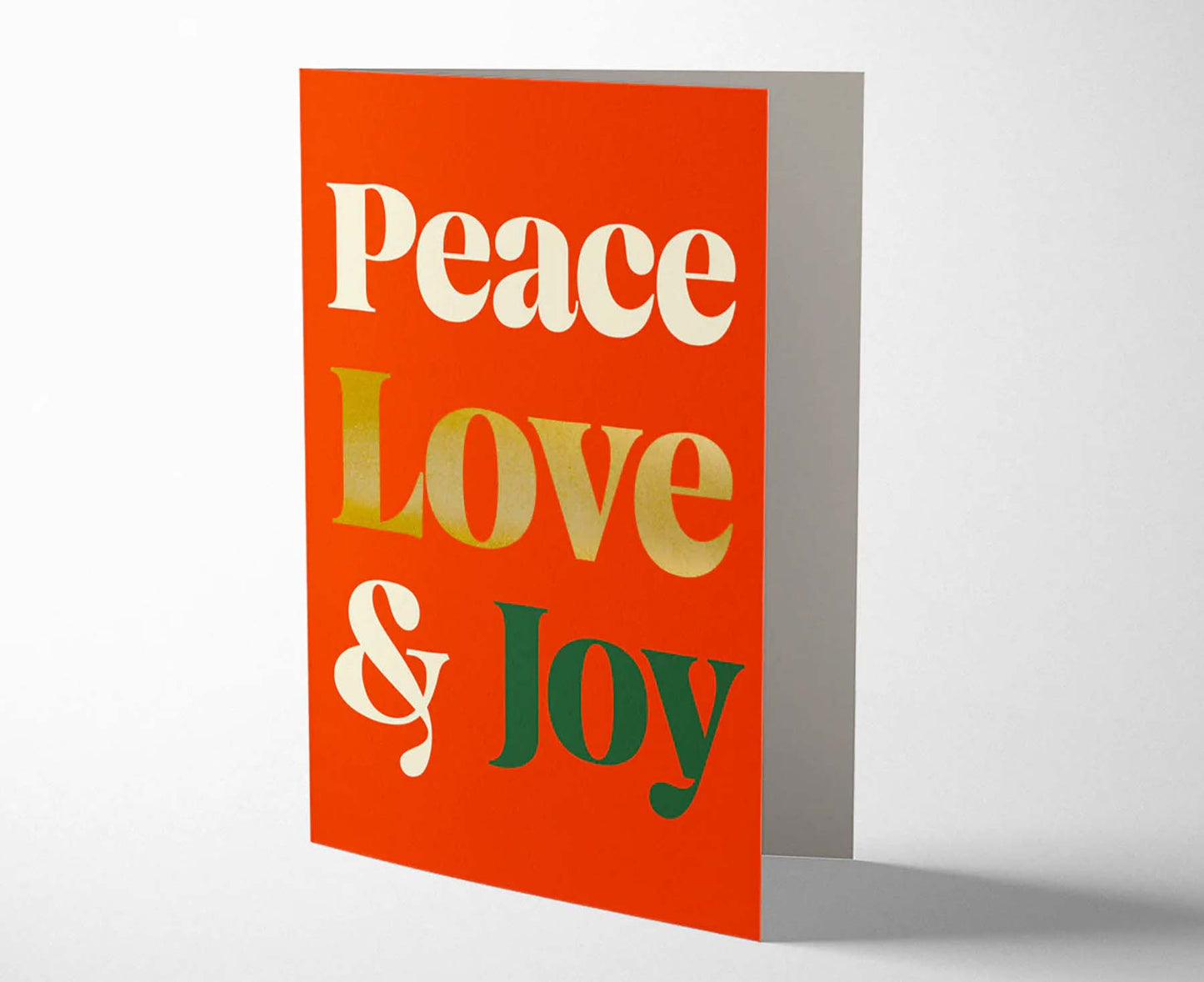 Peace Love & Joy Gold Foiled Serif Christmas Card