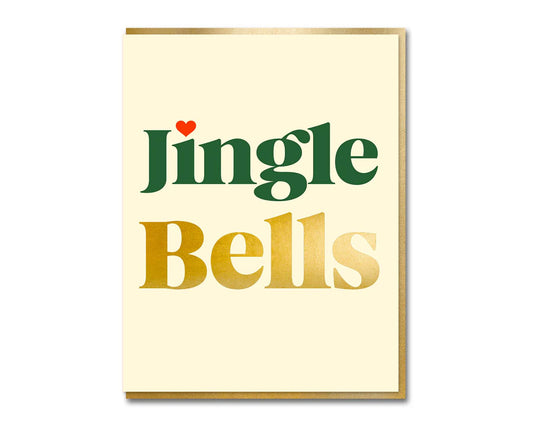 Jingle Bells Gold Foiled Serif Christmas Card