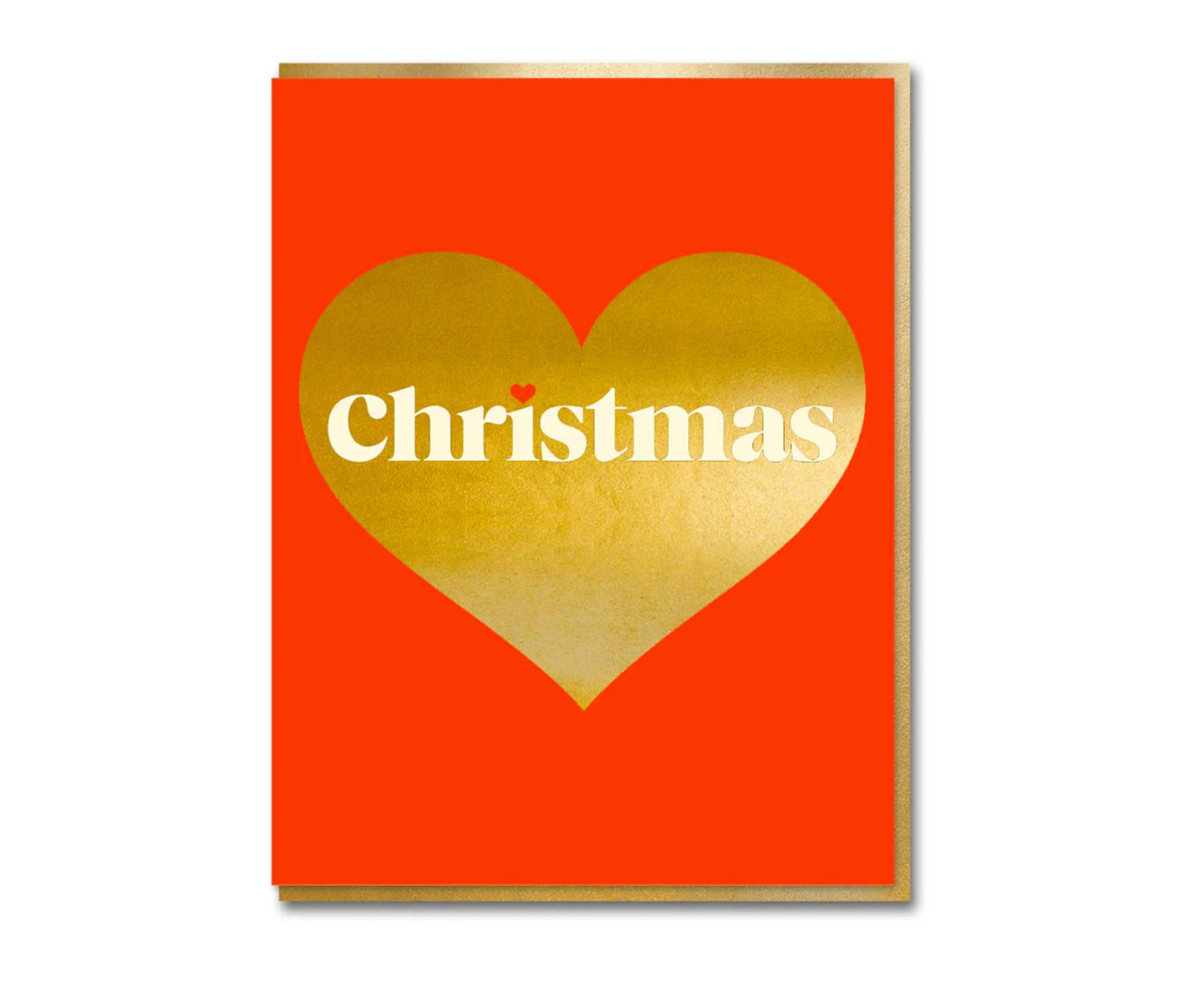 Christmas Heart Gold Foiled Serif Christmas Card