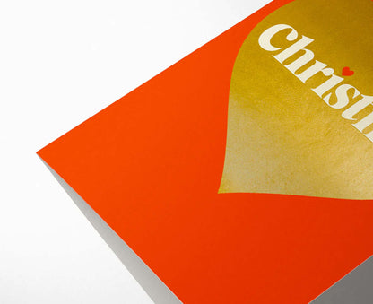 Christmas Heart Gold Foiled Serif Christmas Card