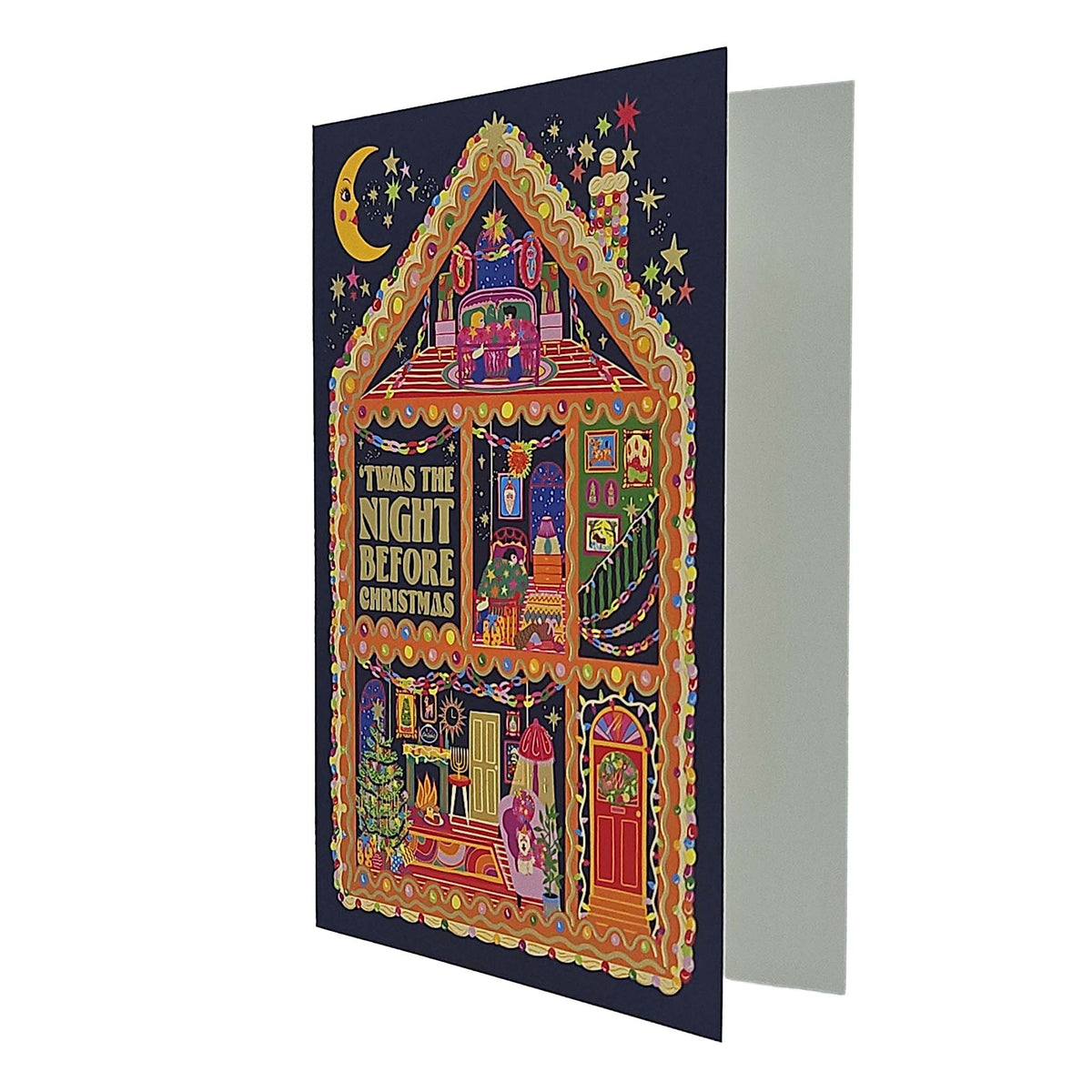 Night Before Christmas House Gold Foiled Christmas Card