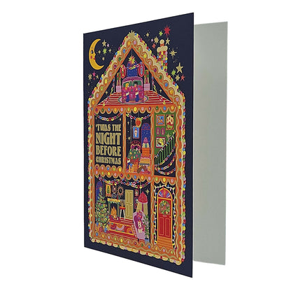 Night Before Christmas House Gold Foiled Christmas Card