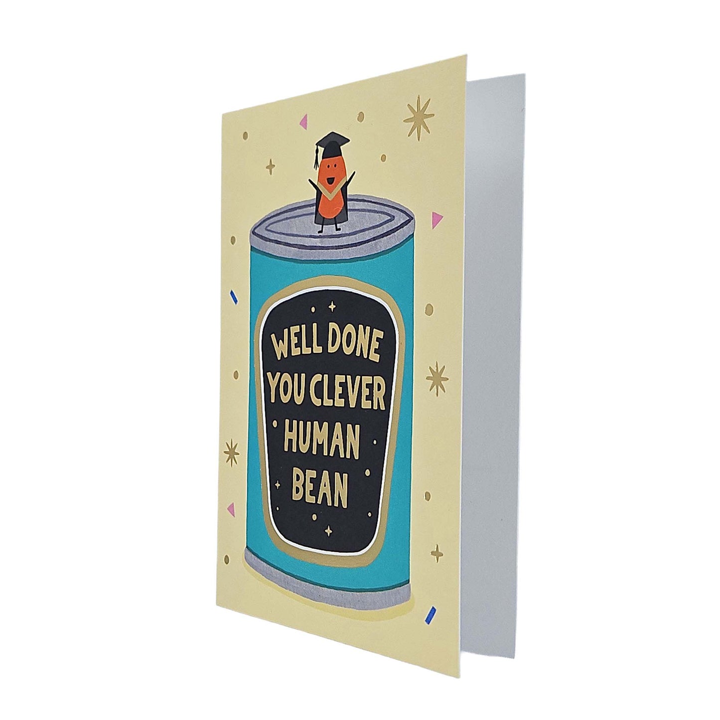 Clever Human Bean Gold Foiled Graduation Card