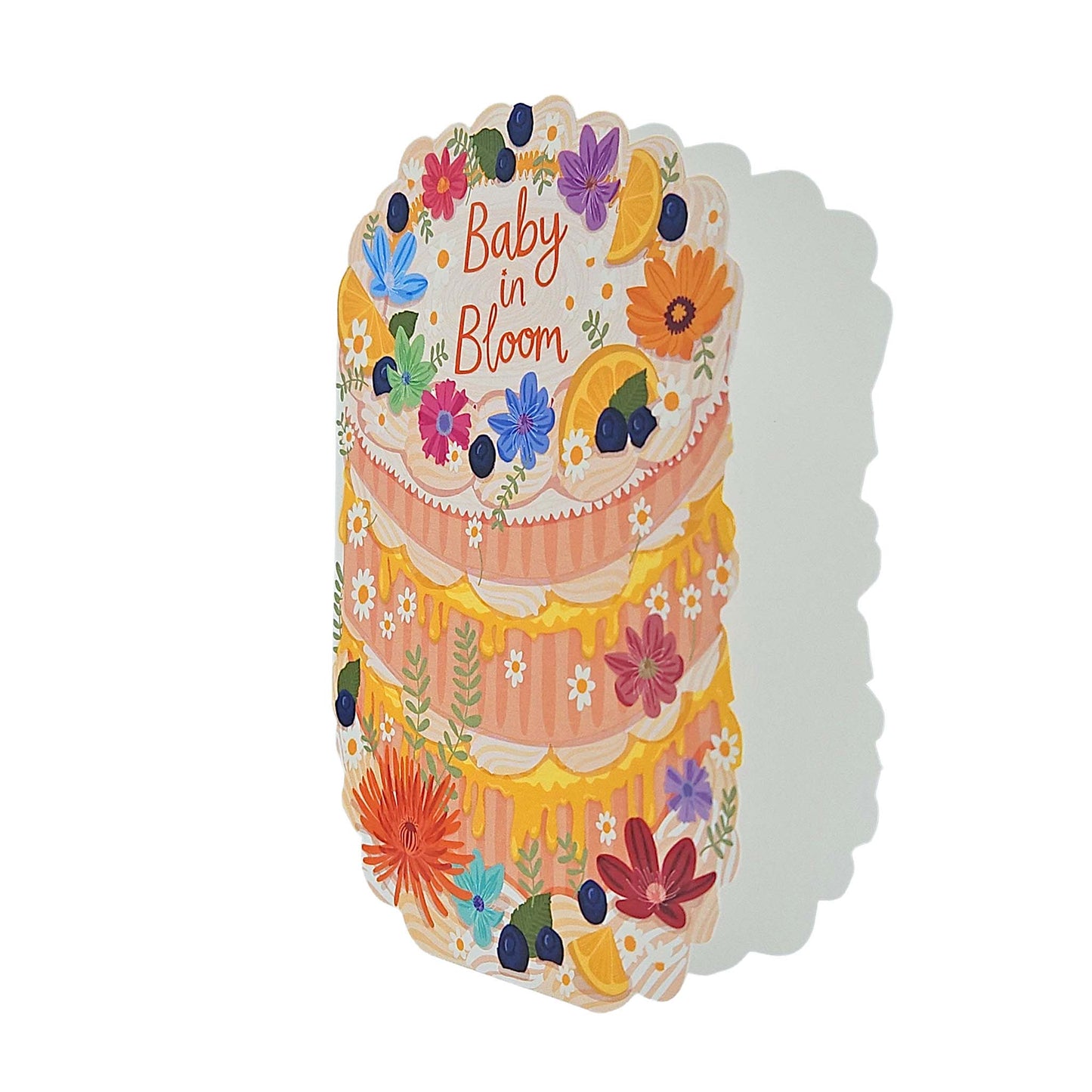 Baby in Bloom Spot Varnish Cutout Cake Pregnancy Card