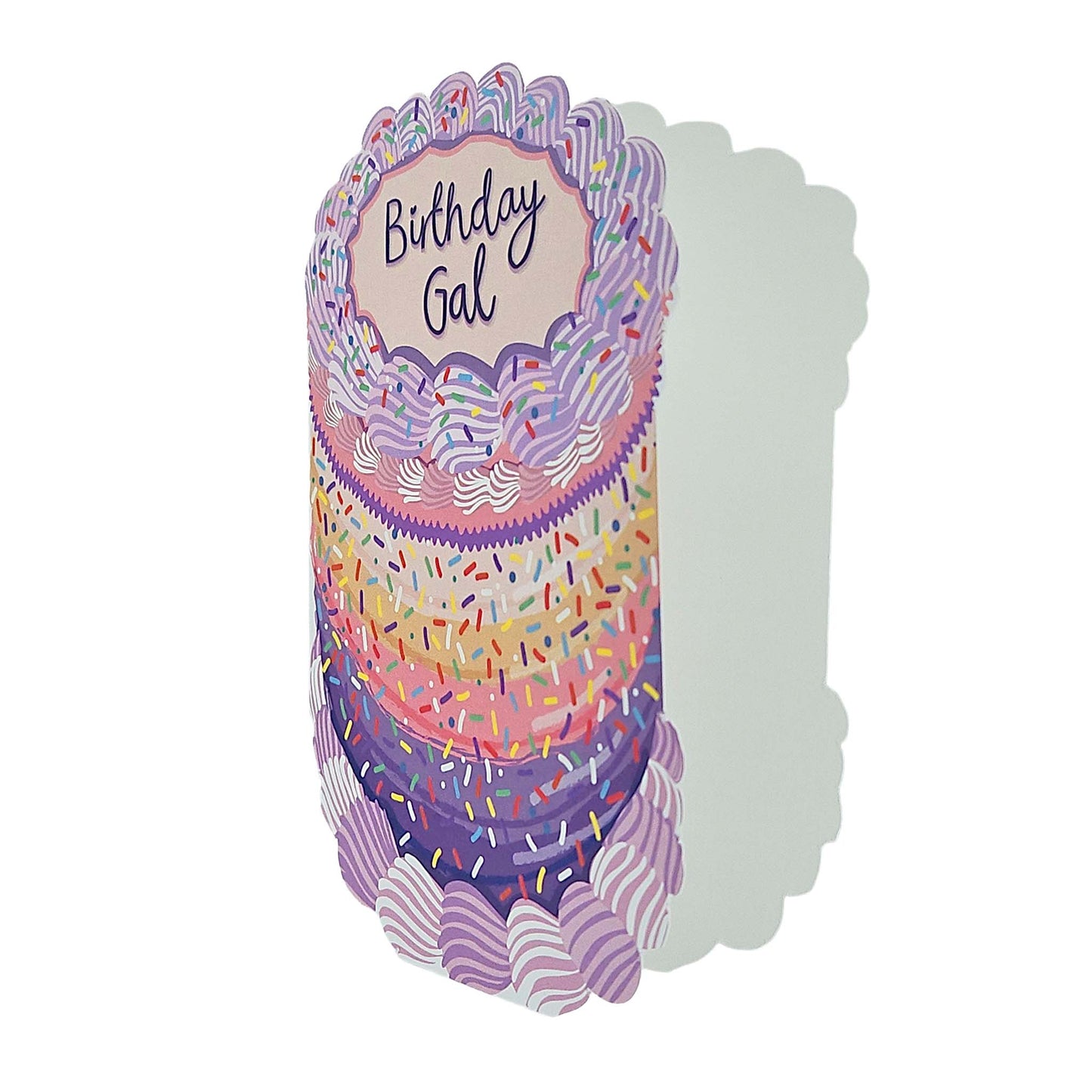 Birthday Gal Sprinkles Spot Varnish Cutout Cake Birthday Card
