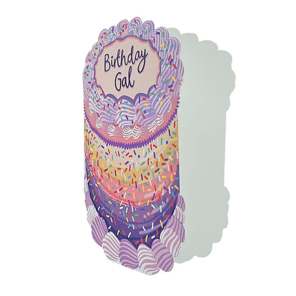 Birthday Gal Sprinkles Spot Varnish Cutout Cake Birthday Card