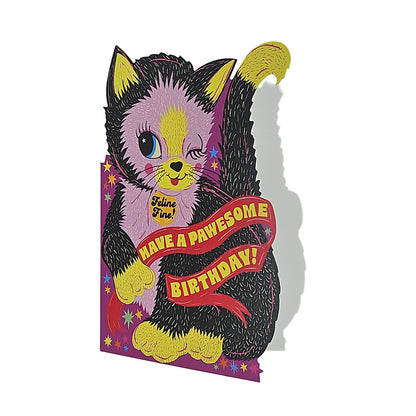 Pawesome Birthday Cat Cutout Birthday Card