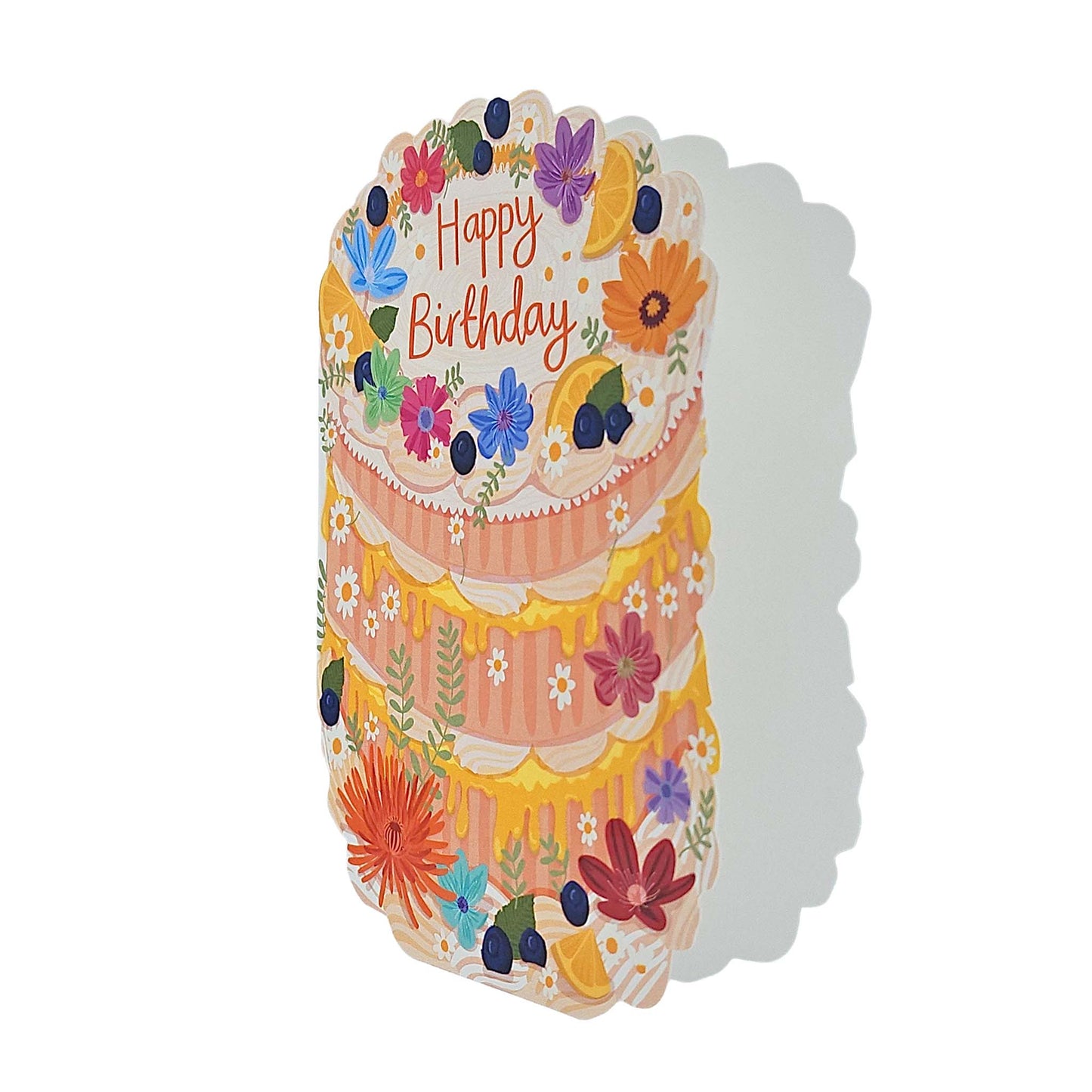 Happy Birthday Spot Varnish Cutout Cake Birthday Card
