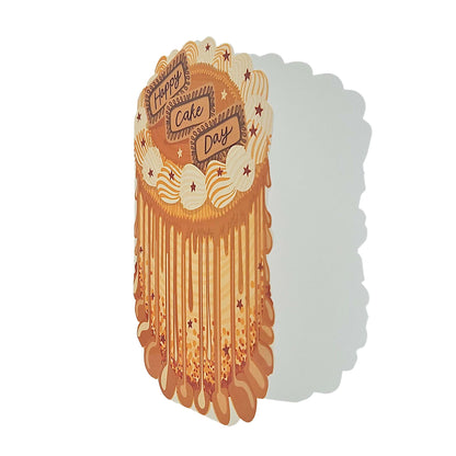 Happy Cake Day Spot Varnish Cutout Caramel Cake Birthday Card