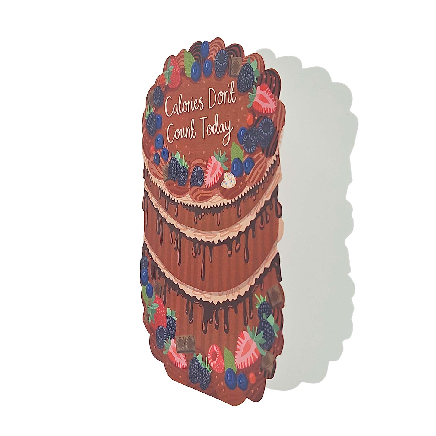 Calories Don’t Count Spot Varnish Cutout Chocolate Cake Birthday Card