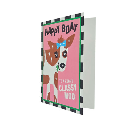Happy Birthday Classy Moo Cow Birthday Card