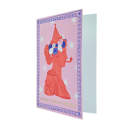 Divinely Fabulous Greek Goddess Gold Foiled Birthday Card