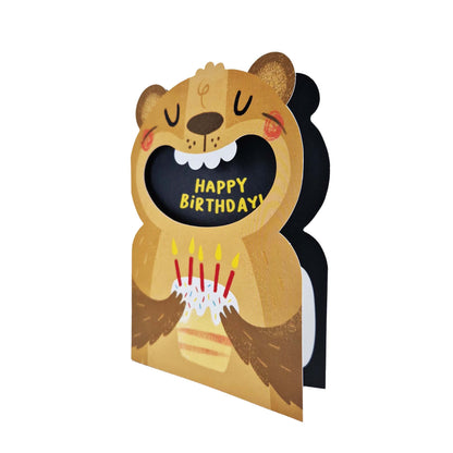 Big Mouthed Bear Die Cut Kids Birthday Card