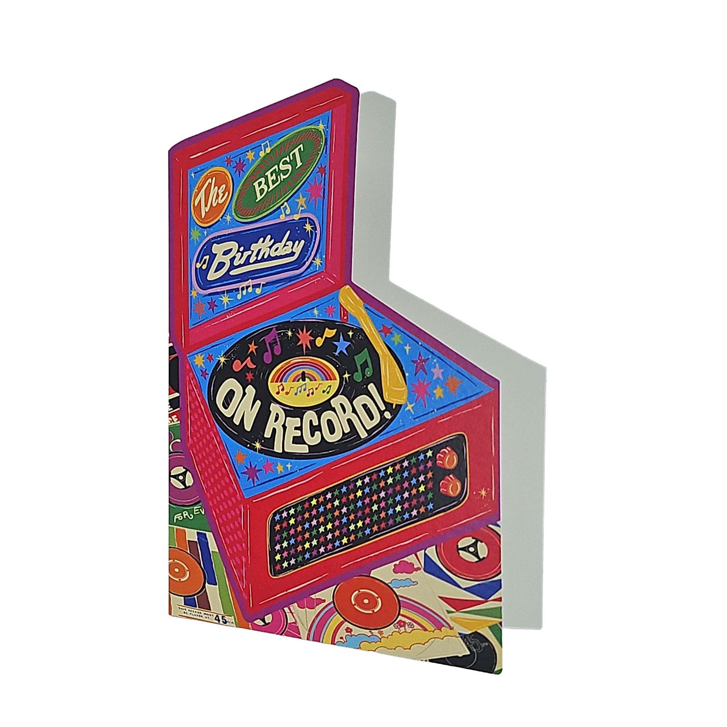 Best Birthday Vinyl Record Player Cutout Birthday Card