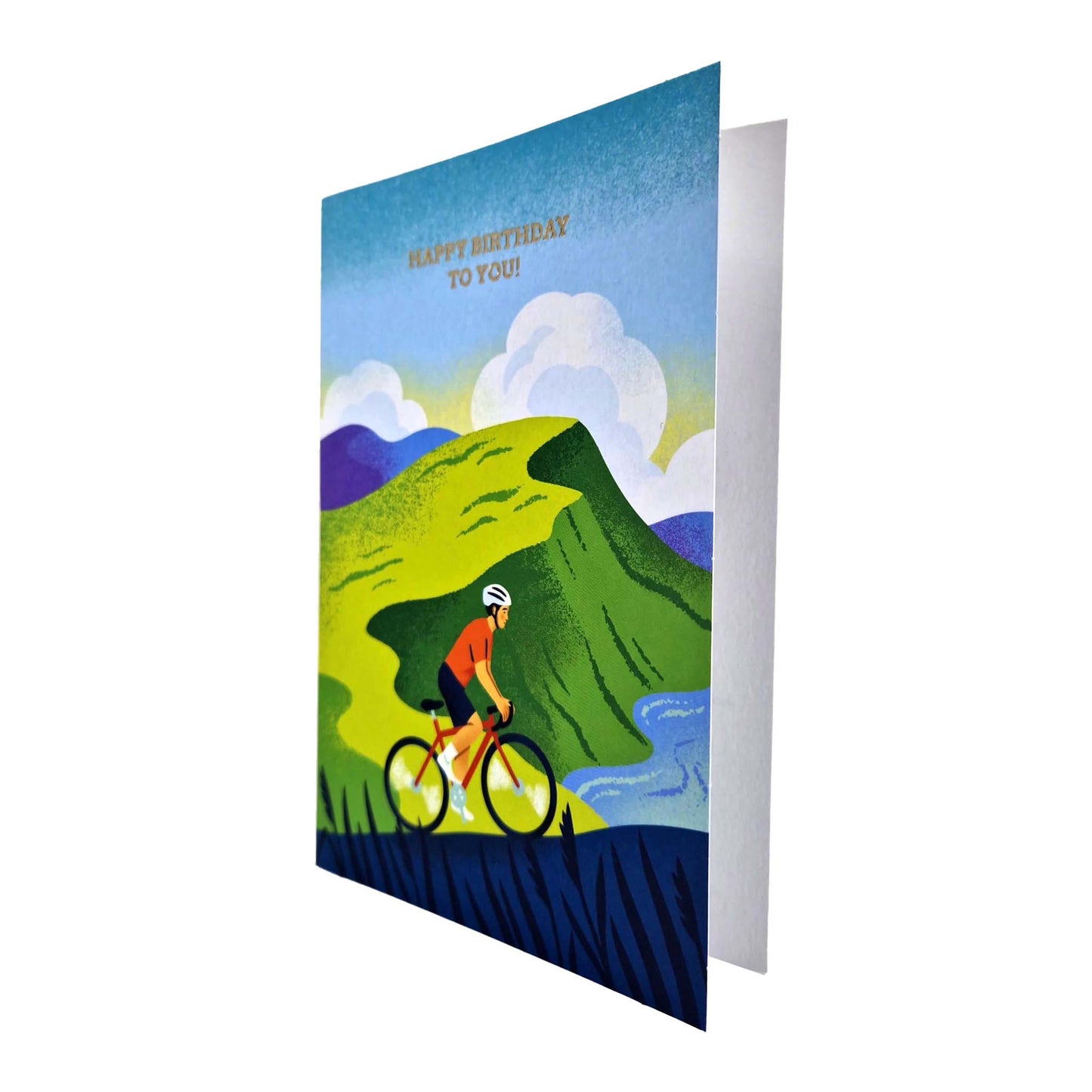 Happy Birthday To You Cyclist Gold Foiled Birthday Card