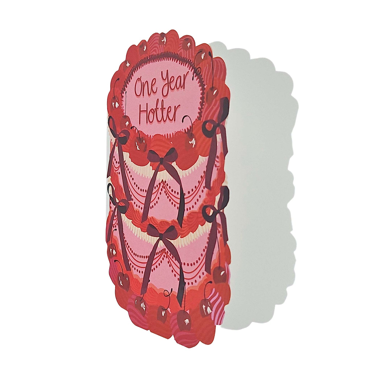 One Year Hotter Spot Varnish Cutout Cake Birthday Card