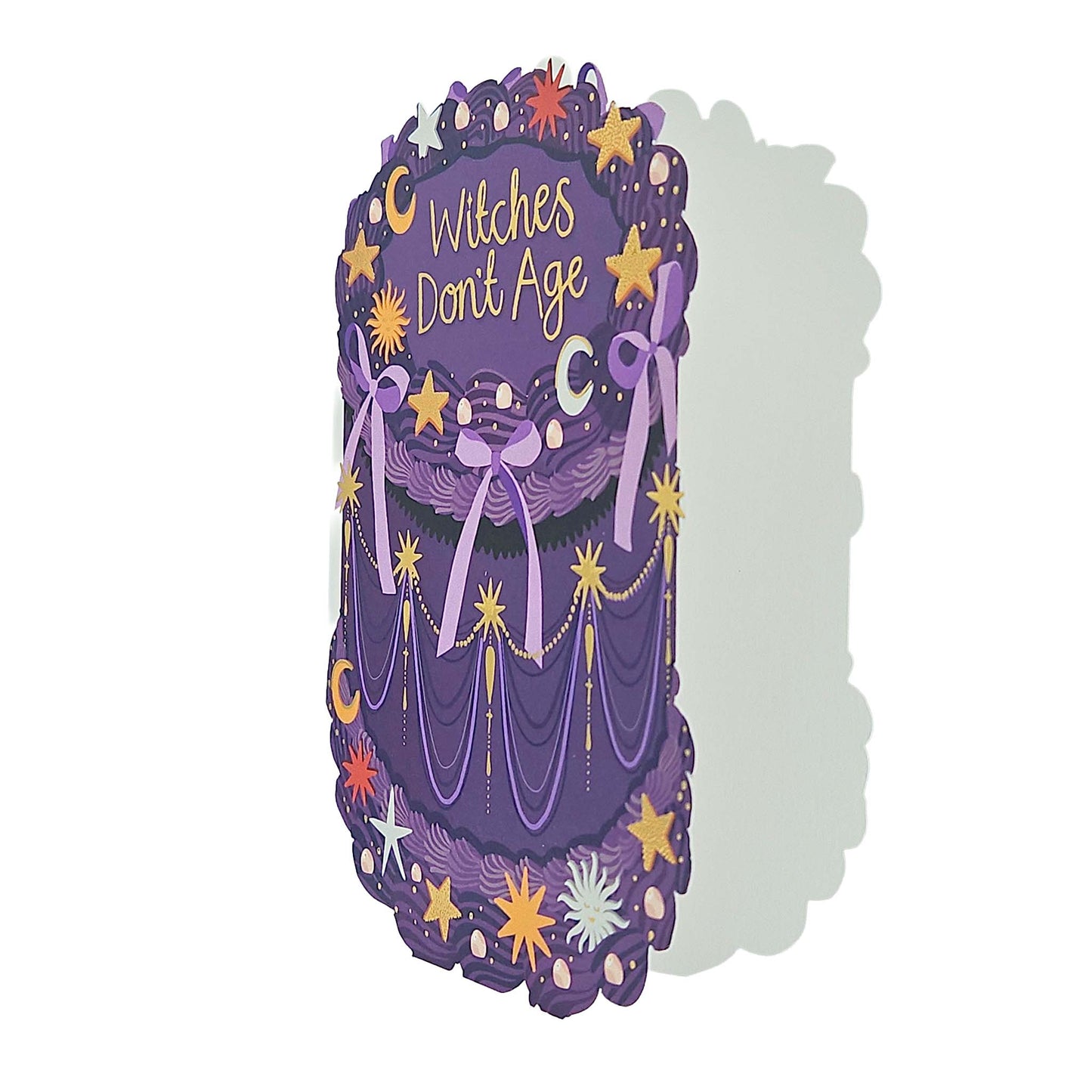 Witches Don't Age Gold Foiled Cutout Cake Birthday Card