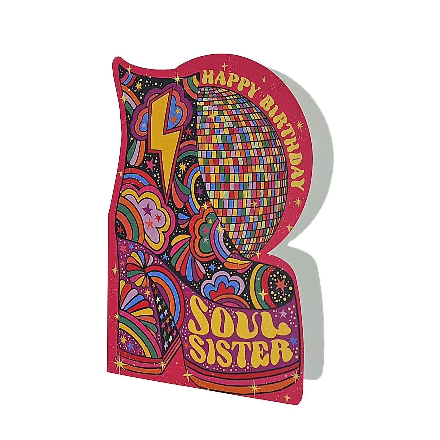 Soul Sister Disco Platform Boots Cutout Birthday Card