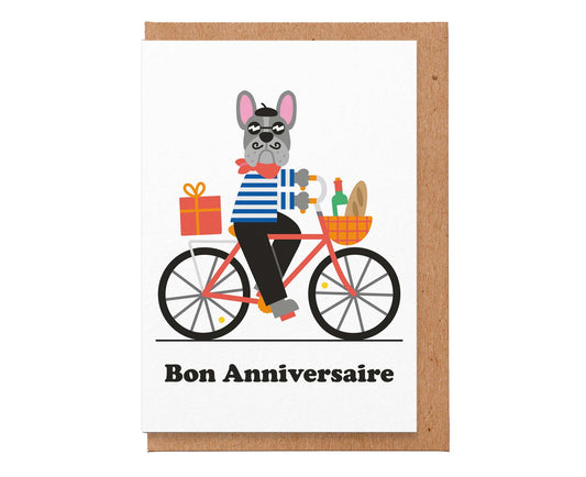 Bon Anniversaire French Dog Birthday Card