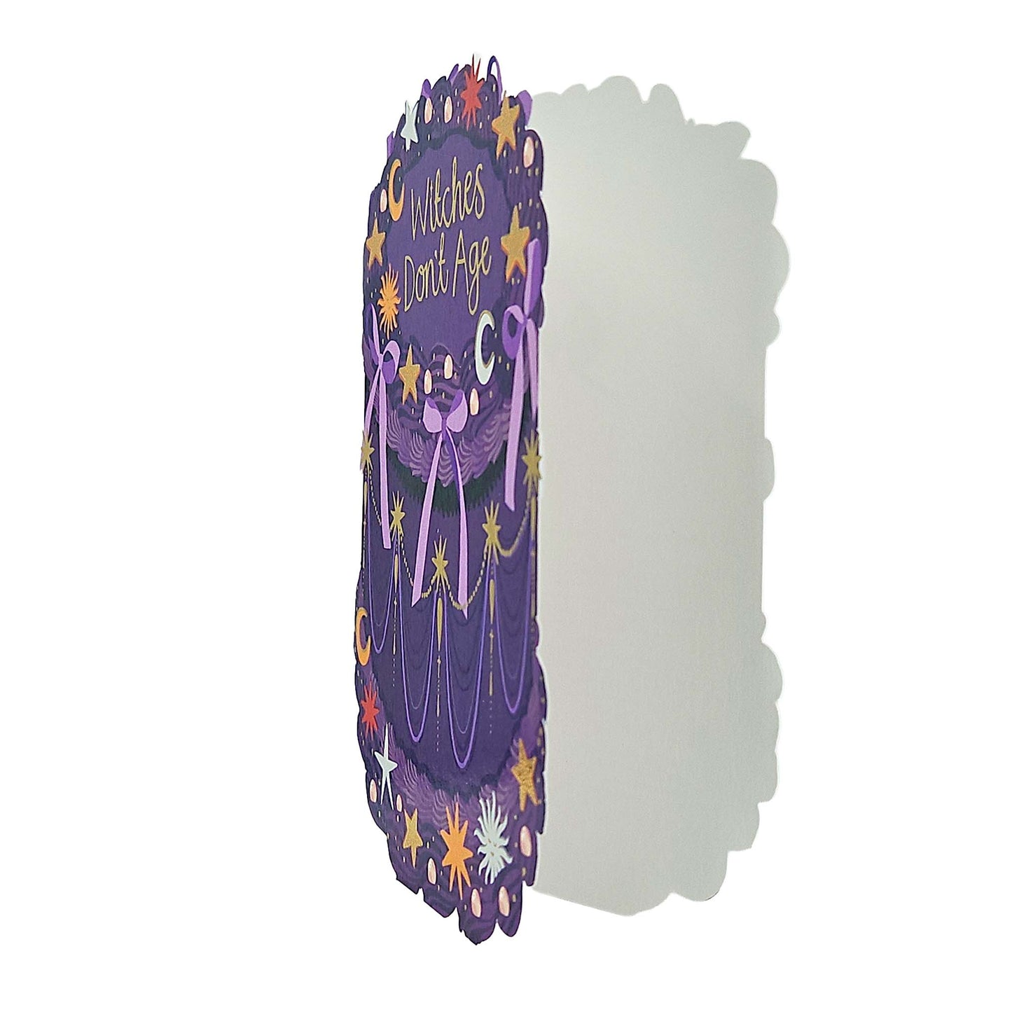 Witches Don't Age Gold Foiled Cutout Cake Birthday Card