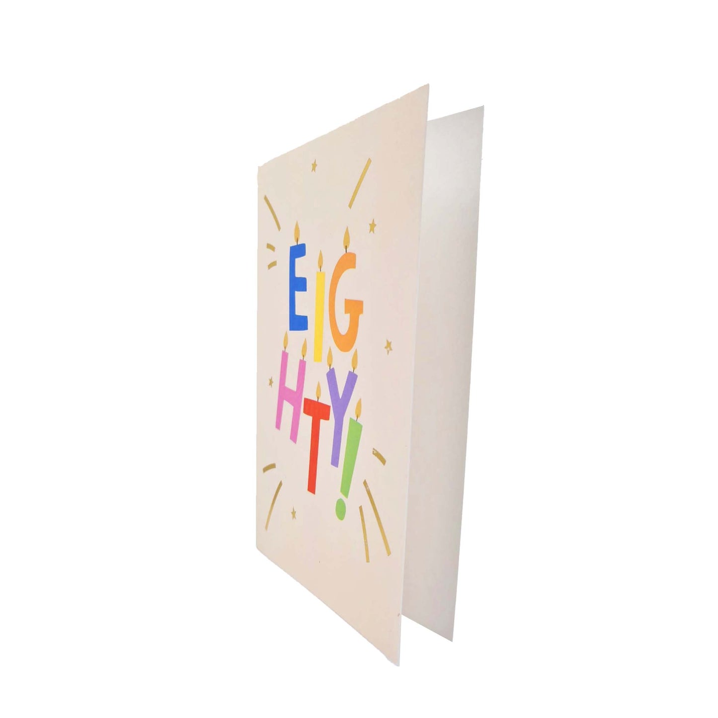 Gold Foiled Eighty! Letter Candles Birthday Card