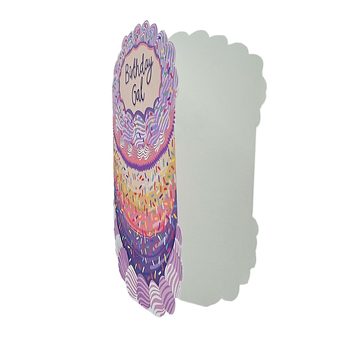 Birthday Gal Sprinkles Spot Varnish Cutout Cake Birthday Card