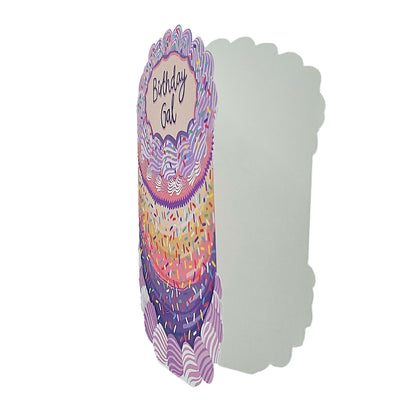 Birthday Gal Sprinkles Spot Varnish Cutout Cake Birthday Card