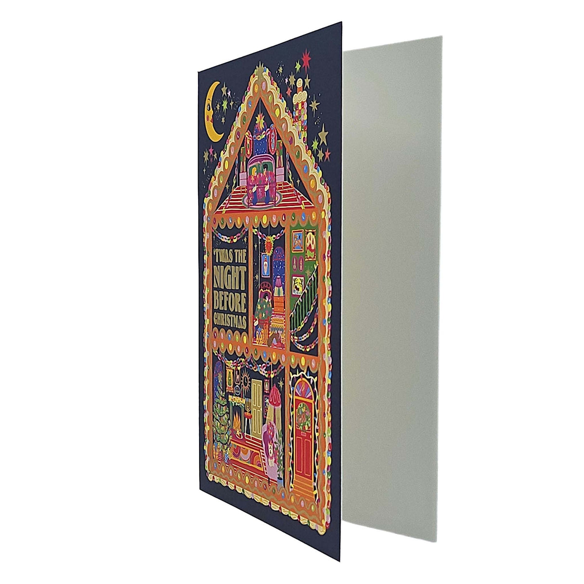 Night Before Christmas House Gold Foiled Christmas Card