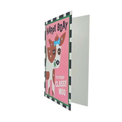 Happy Birthday Classy Moo Cow Birthday Card