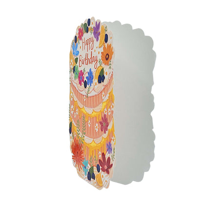 Happy Birthday Spot Varnish Cutout Cake Birthday Card