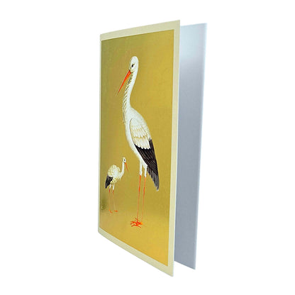 Mother & Baby Stork Gold Foiled Art Card