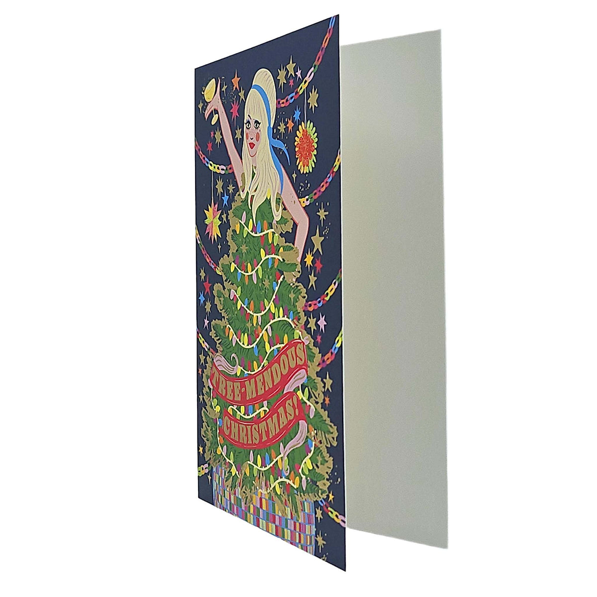 Tree-Mendous Christmas Tree Gold Foiled Christmas Card