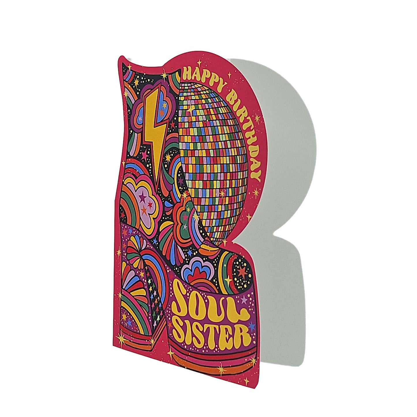 Soul Sister Disco Platform Boots Cutout Birthday Card