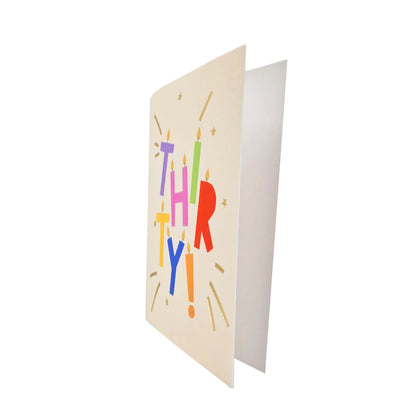 Gold Foiled Thirty! Letter Candles Birthday Card