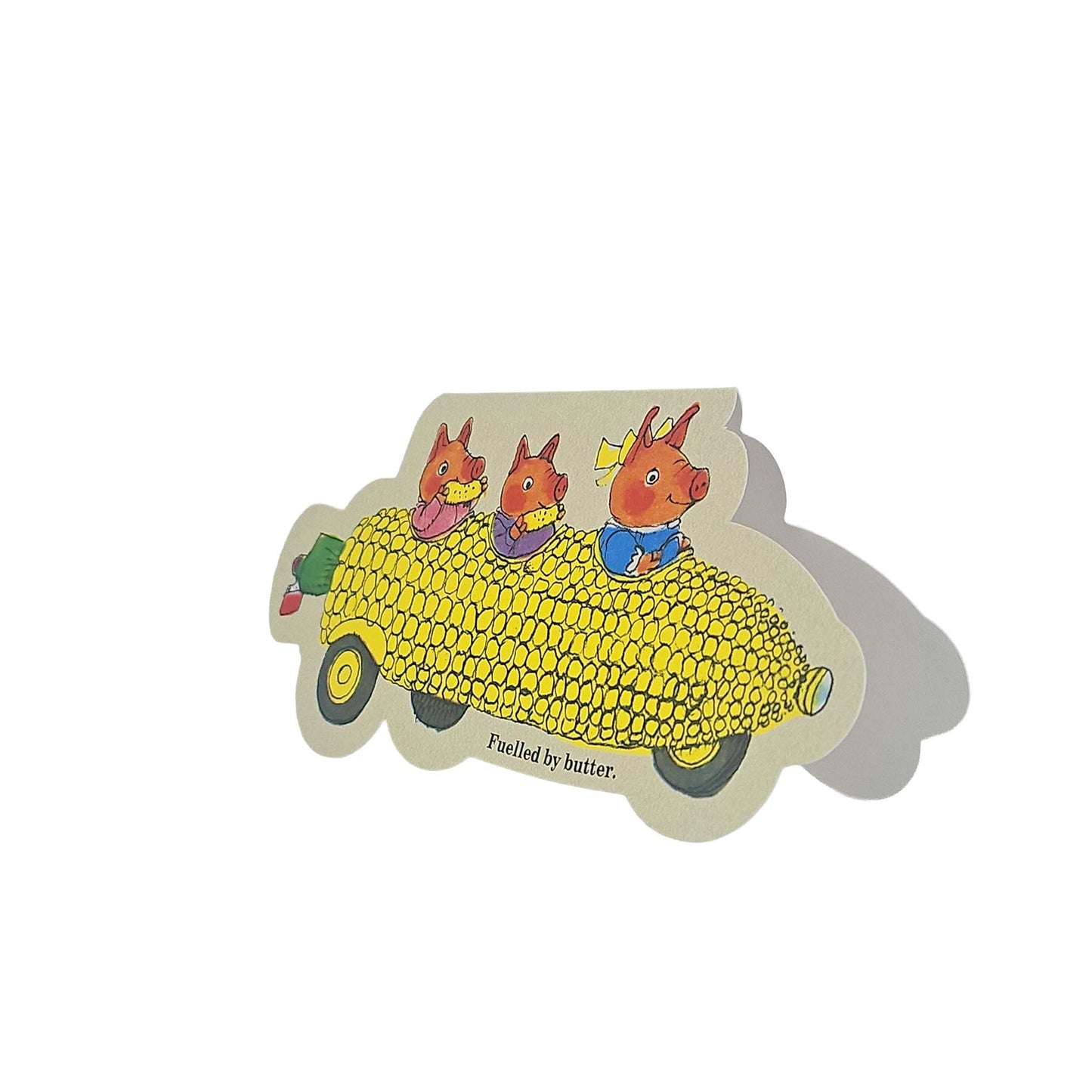 Corn on the Cob Pigs Car Richard Scarry Cutout Card