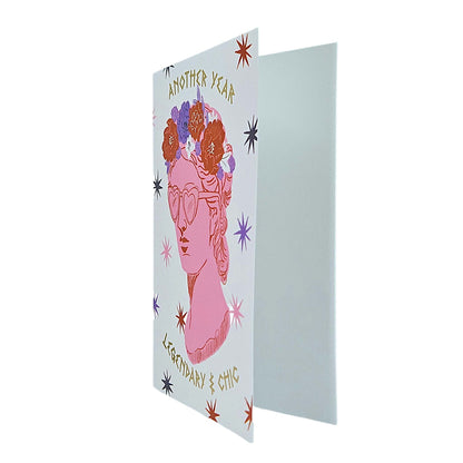 Legendary & Chic Greek Goddess Gold Foiled Birthday Card