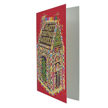 Sweet Christmas Wishes Gingerbread House Gold Foiled Christmas Card