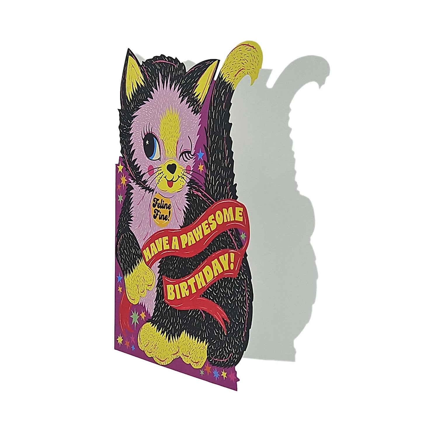 Pawesome Birthday Cat Cutout Birthday Card