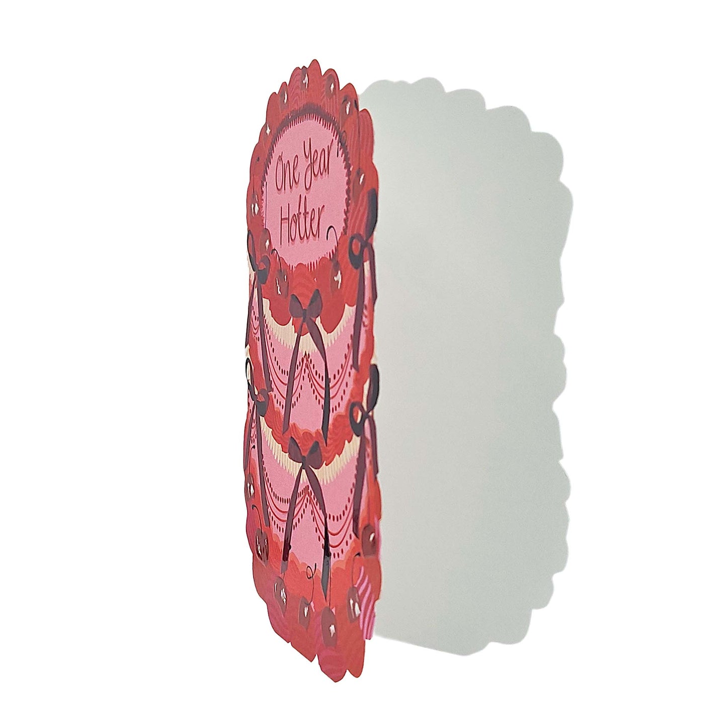 One Year Hotter Spot Varnish Cutout Cake Birthday Card