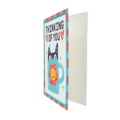 Thinking of You Cat in a Mug Foiled Card