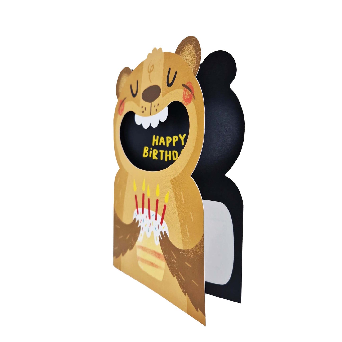 Big Mouthed Bear Die Cut Kids Birthday Card