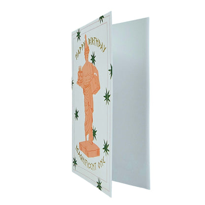 Magnificent One Greek God Gold Foiled Birthday Card